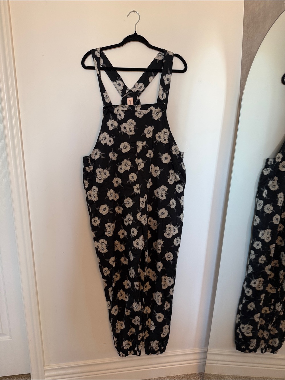 Smash + Tess Black Jumpsuit with Cream Floral Print
